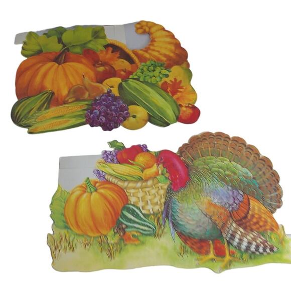 Vintage Thanksgiving Eureka Die Cut Cut Outs Set of 2 New - Picture 1 of 10